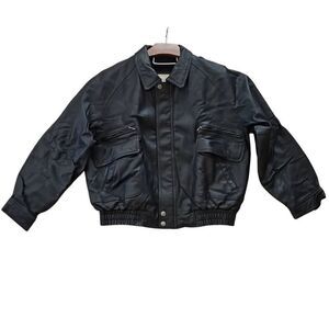 American Outerwear Vintage Genuine Leather Coat Jacket Black  XXL